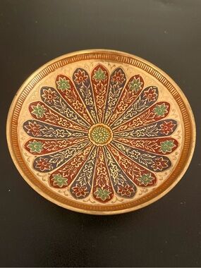 Cost Plus World Market Red, Blue & Green Floral metal Plate